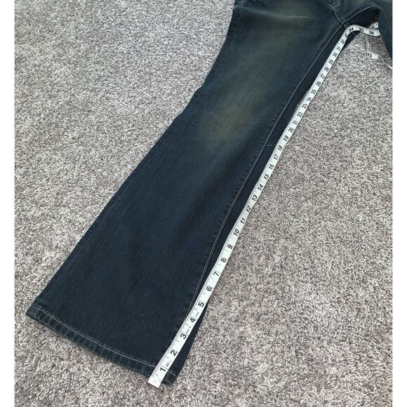 Mossimo Size 9 Women’s Bootcut Dark Wash Green Denim Jean Premium Denim Long - Picture 3 of 9